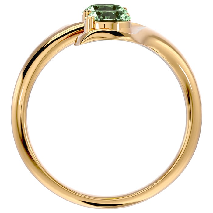 1 Carat Two Stone Green Amethyst Ring In 14 Karat Yellow Gold