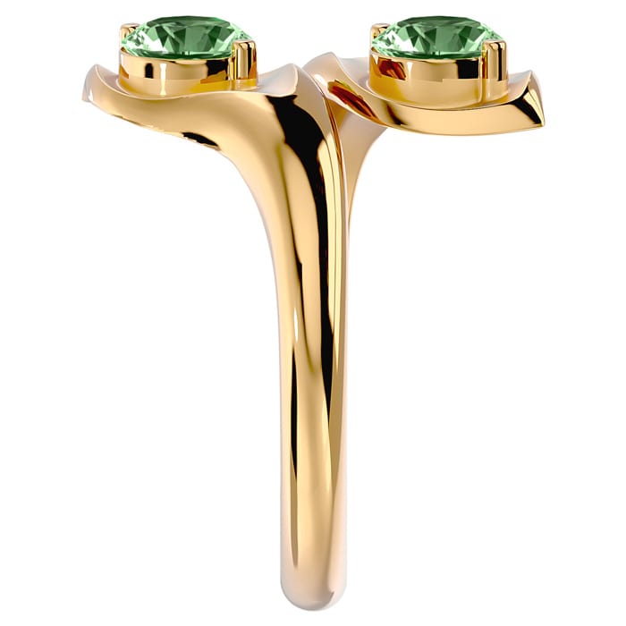 1 Carat Two Stone Green Amethyst Ring In 14 Karat Yellow Gold