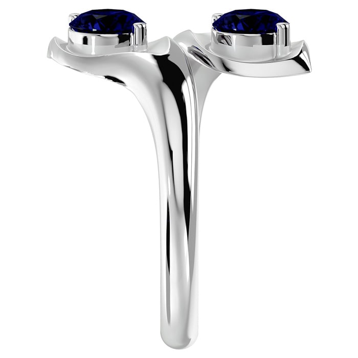 1 Carat Two Stone Sapphire Ring In 14 Karat White Gold