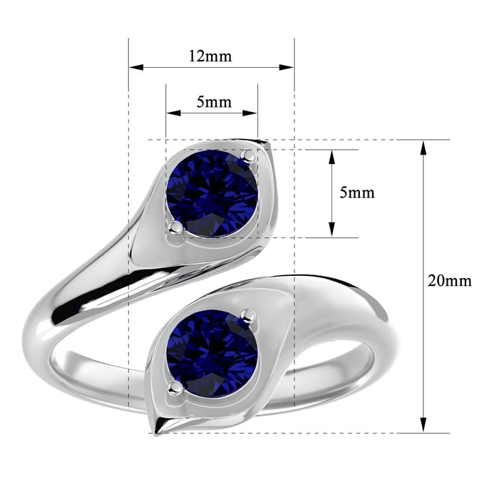 1 Carat Two Stone Sapphire Ring In 14 Karat White Gold