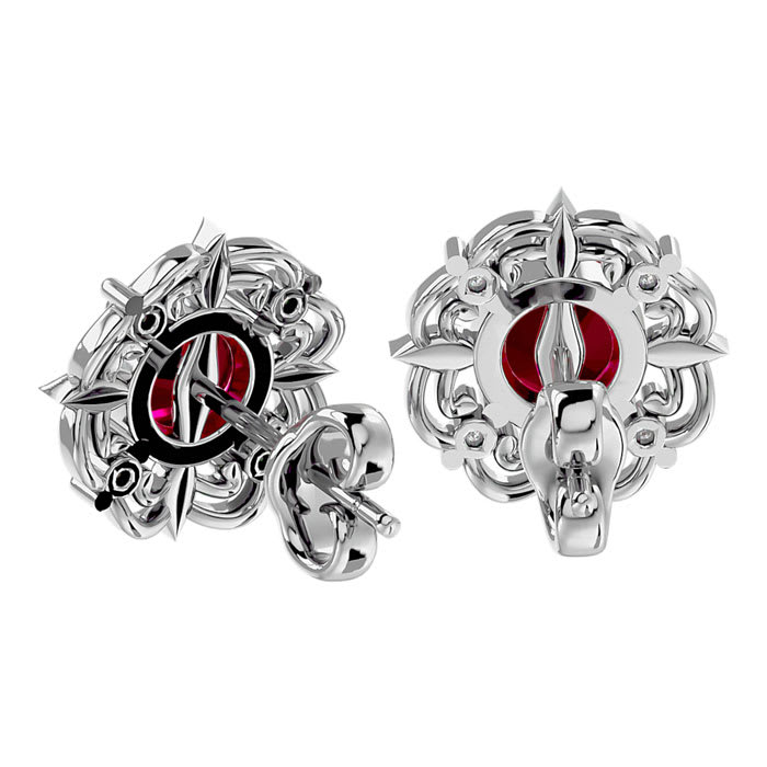 2 1/5 Carat Ruby and Diamond Antique Stud Earrings In 14 Karat White Gold