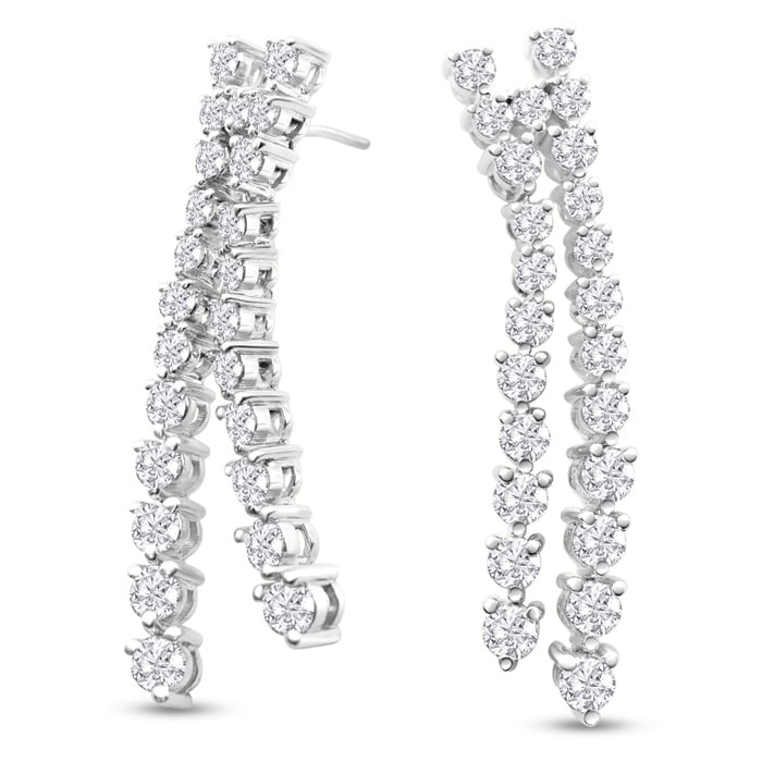 4 Carat Diamond Drop Earrings In 14 Karat White Gold