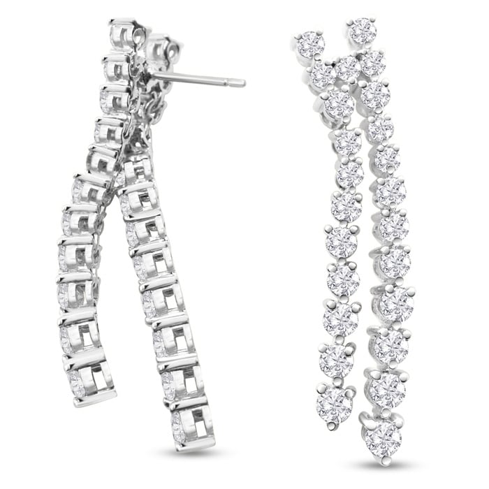 4 Carat Diamond Drop Earrings In 14 Karat White Gold