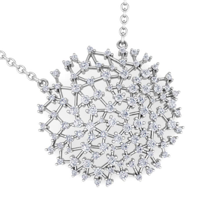 2 1/2 Carat Lab Grown Diamond Medallion Necklace In 14K White Gold, 18 Inches