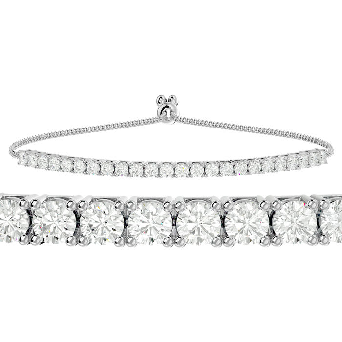 2 Carat Lab Grown Diamond Bolo Tennis Bracelet In 14 Karat White Gold, Adjustable 6-9 inches
