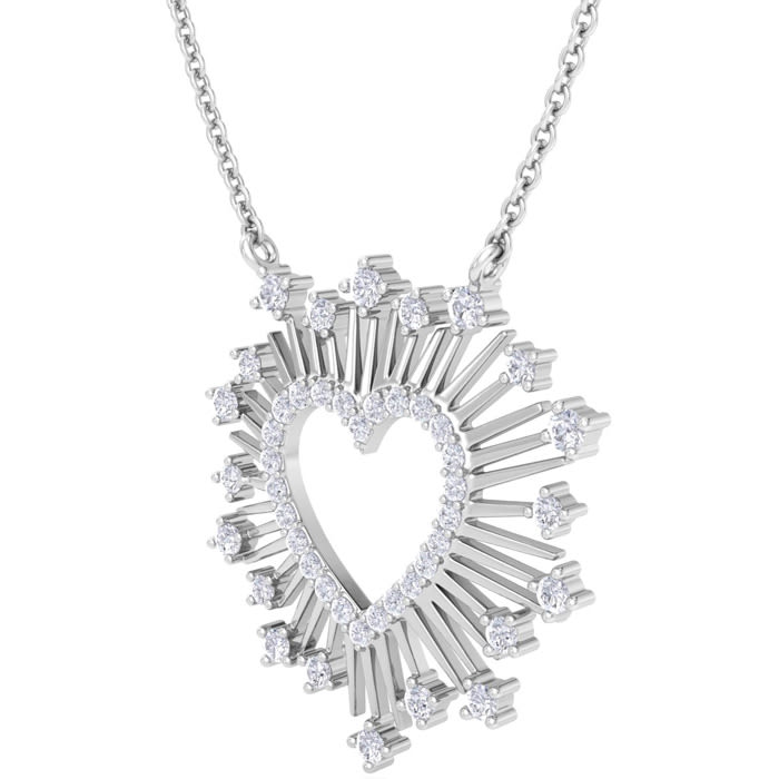 1/2 Carat Lab Grown Diamond Heart Necklace In 14 Karat White Gold, 18 Inches