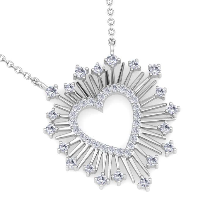 1/2 Carat Lab Grown Diamond Heart Necklace In 14 Karat White Gold, 18 Inches