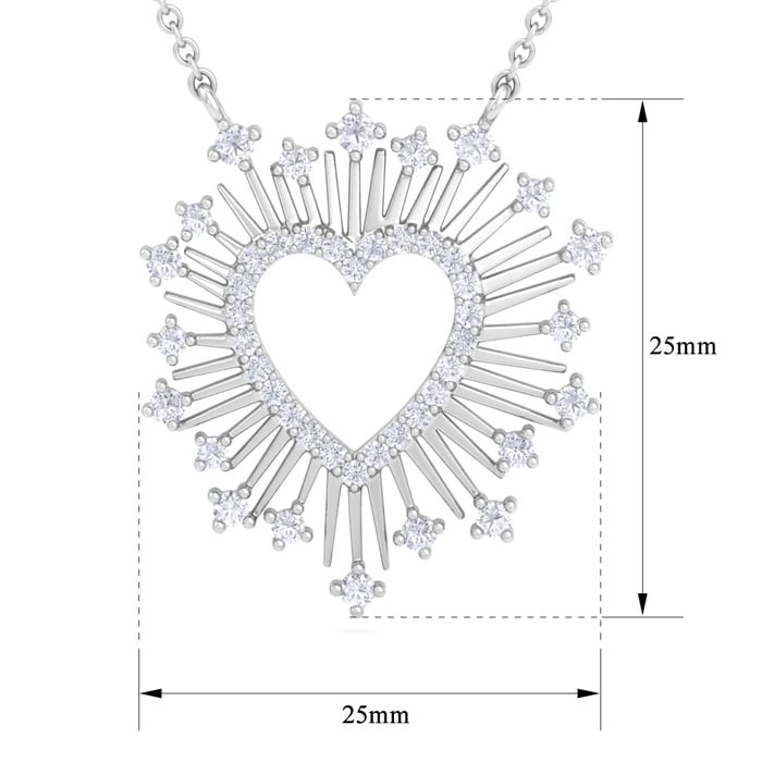 1/2 Carat Lab Grown Diamond Heart Necklace In 14 Karat White Gold, 18 Inches