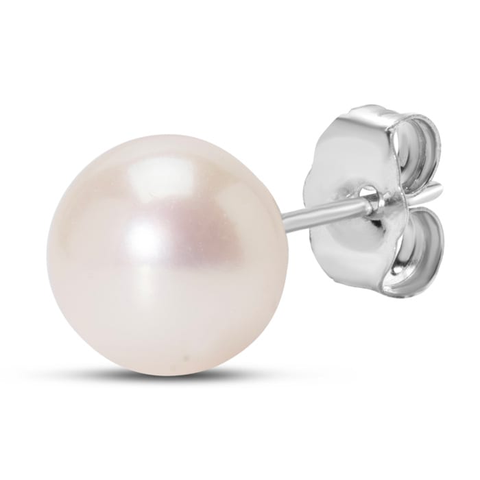 7mm Cultured Pearl Stud Earrings in 14 Karat White Gold