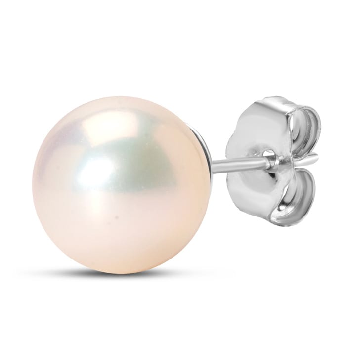 8mm Cultured Pearl Stud Earrings in 14 Karat White Gold