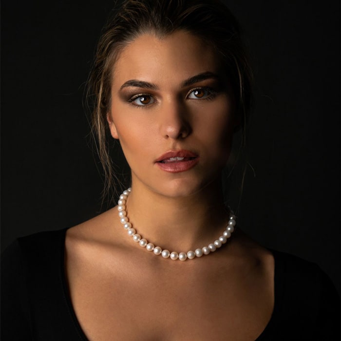 16 inch 10mm AA Pearl Necklace With 14K Yellow Gold Clasp