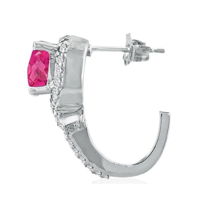 Pink Gemstones 5 1/4 Carat Pink Topaz and Diamond Earrings in 14k White Gold