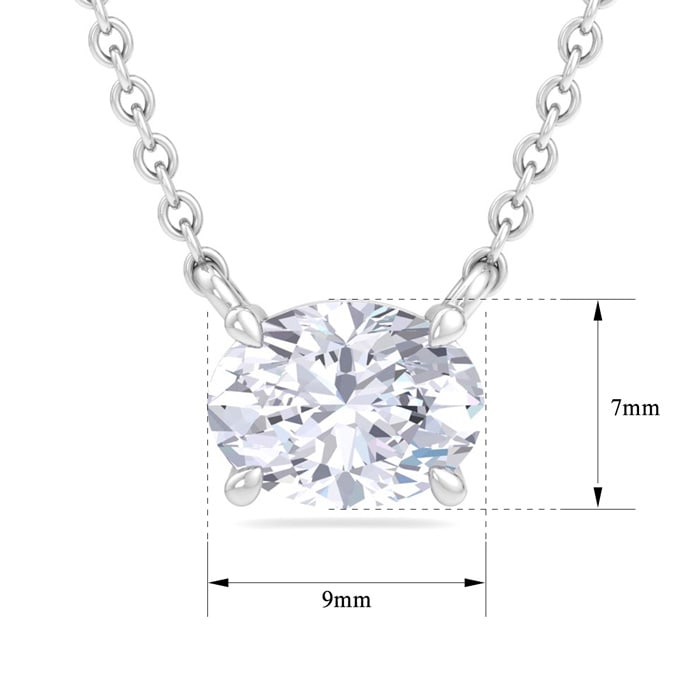 2 Carat Oval Shape Lab Grown Diamond Solitaire Necklace In 14 Karat White Gold