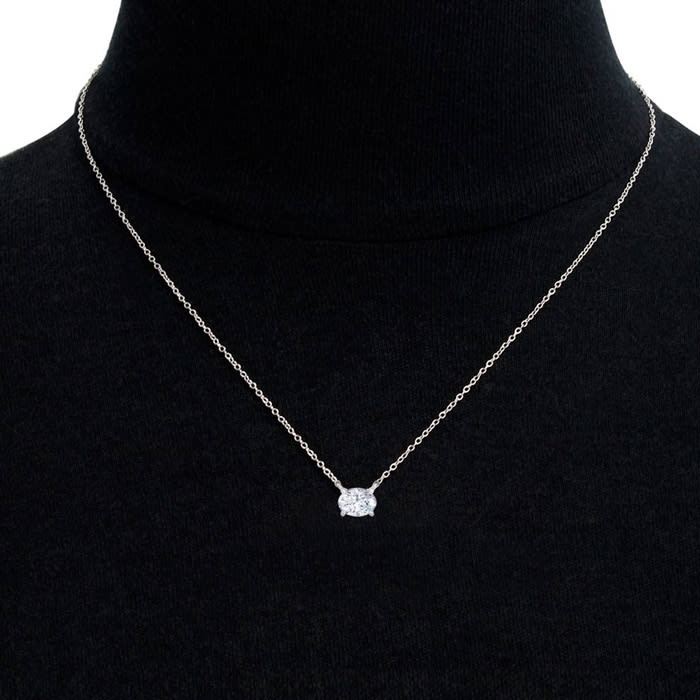 2 Carat Oval Shape Lab Grown Diamond Solitaire Necklace In 14 Karat White Gold