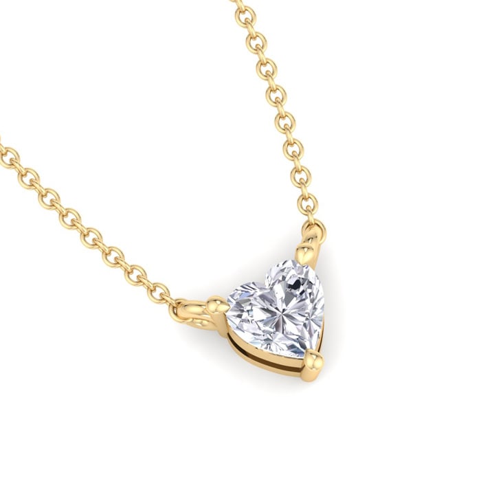 1/4 Carat Heart Shape Lab Grown Diamond Solitaire Necklace In 14 Karat Yellow Gold