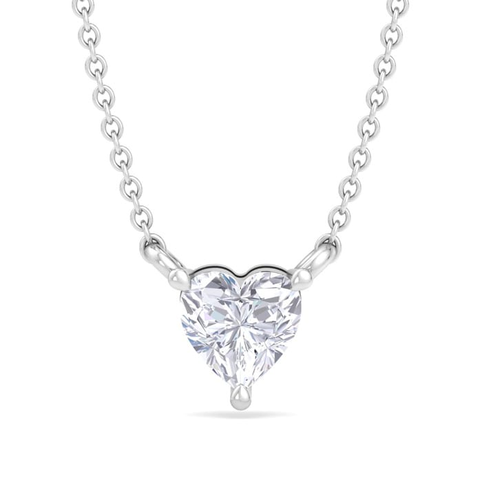 1/3 Carat Heart Shape Lab Grown Diamond Solitaire Necklace In 14 Karat White Gold
