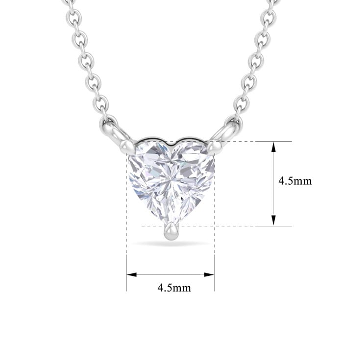 1/3 Carat Heart Shape Lab Grown Diamond Solitaire Necklace In 14 Karat White Gold