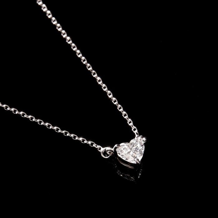 1/3 Carat Heart Shape Lab Grown Diamond Solitaire Necklace In 14 Karat White Gold
