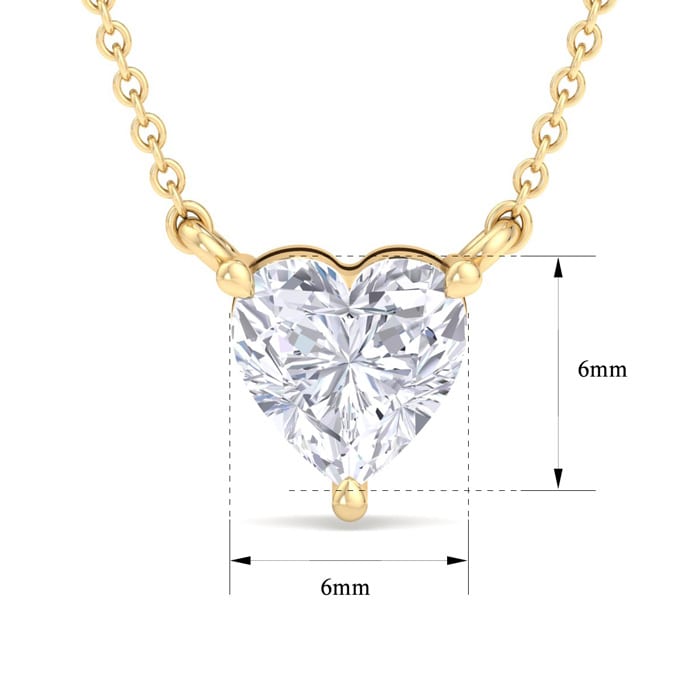 3/4 Carat Heart Shape Lab Grown Diamond Solitaire Necklace In 14 Karat Yellow Gold