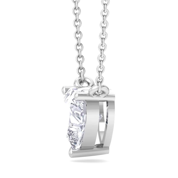 1 Carat Heart Shape Lab Grown Diamond Solitaire Necklace In 14 Karat White Gold