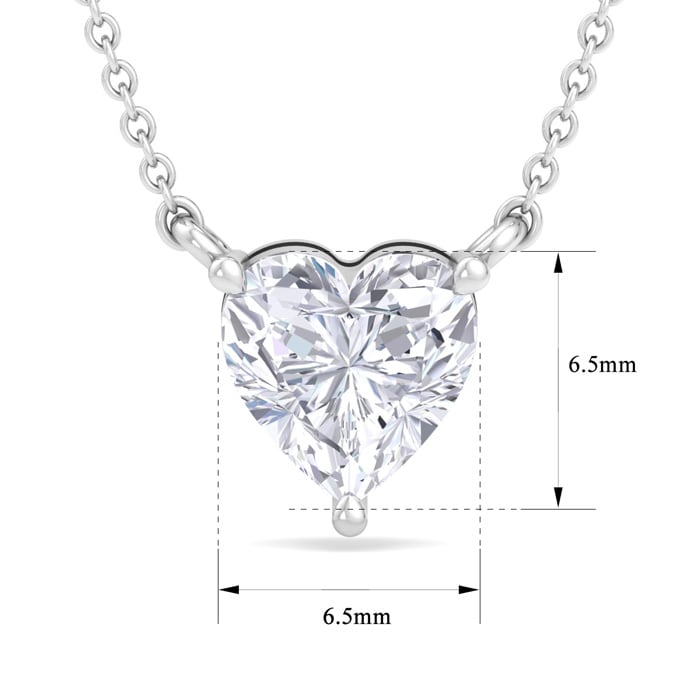 1 Carat Heart Shape Lab Grown Diamond Solitaire Necklace In 14 Karat White Gold