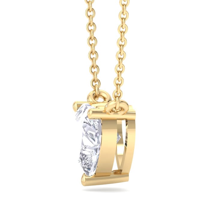 1 Carat Heart Shape Lab Grown Diamond Solitaire Necklace In 14 Karat Yellow Gold