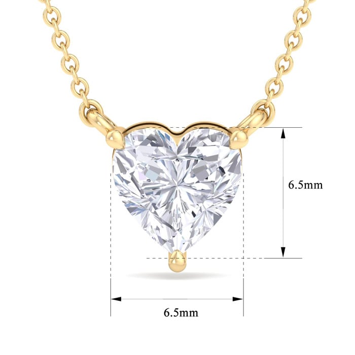 1 Carat Heart Shape Lab Grown Diamond Solitaire Necklace In 14 Karat Yellow Gold