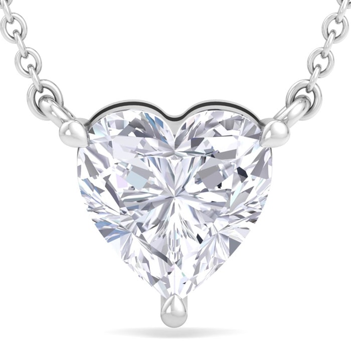 Diamond heart solitaire on sale necklace