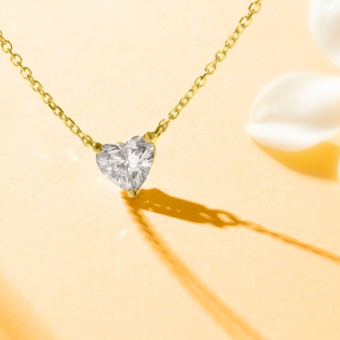 2 Carat Heart Shape Lab Grown Diamond Solitaire Necklace In 14 Karat Yellow Gold