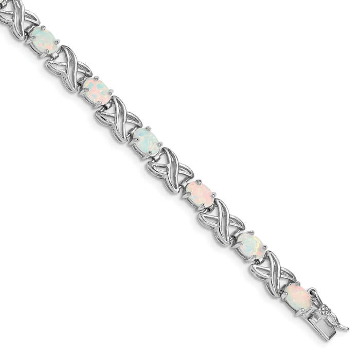 Opal Bracelet With XO In Sterling Silver, 8 1/2 Inches