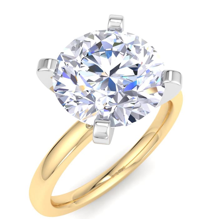 4 Carat Round Shape Lab Grown Diamond Ring In 14K Yellow Gold, Solitaire