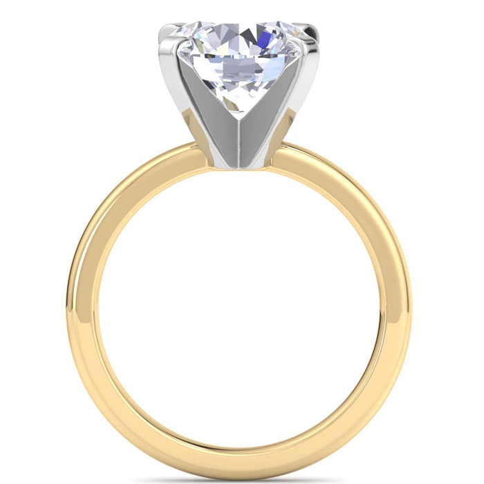 4 Carat Round Shape Lab Grown Diamond Ring In 14K Yellow Gold, Solitaire