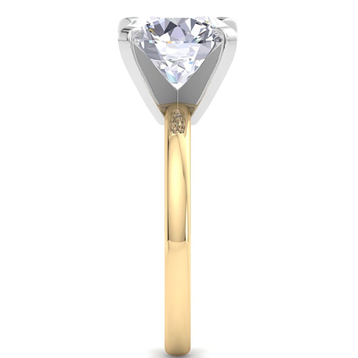 4 Carat Round Shape Lab Grown Diamond Ring In 14K Yellow Gold, Solitaire