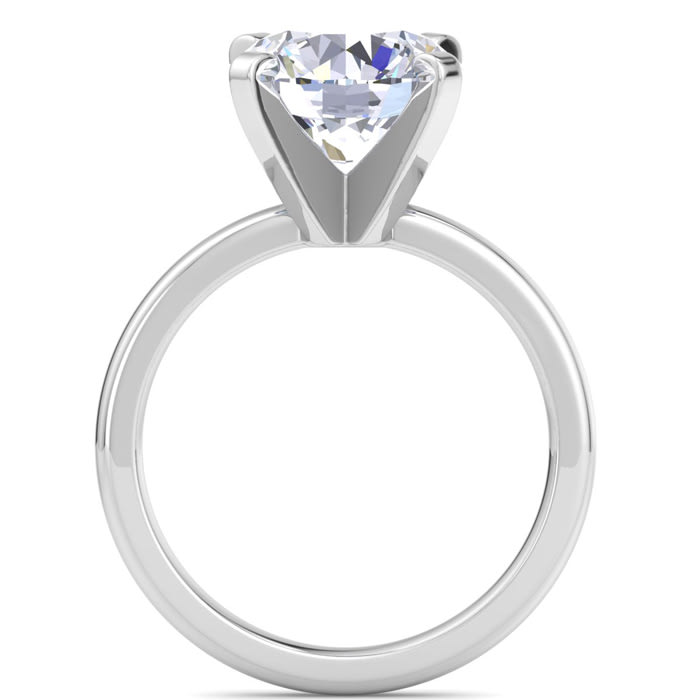 4 Carat Round Shape Lab Grown Diamond Ring In 14K White Gold, Solitaire