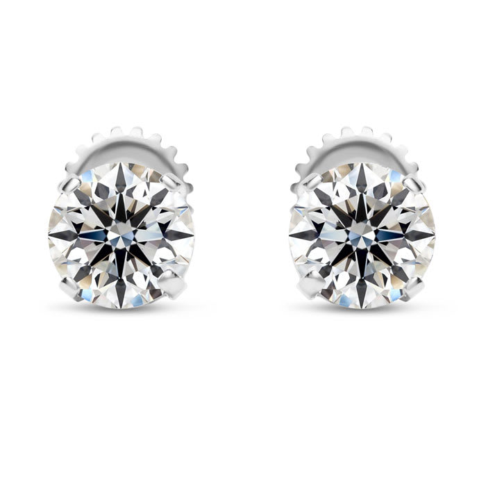 1 Carat Lab Grown Diamond Earrings In 14 Karat White Gold, Basket Setting