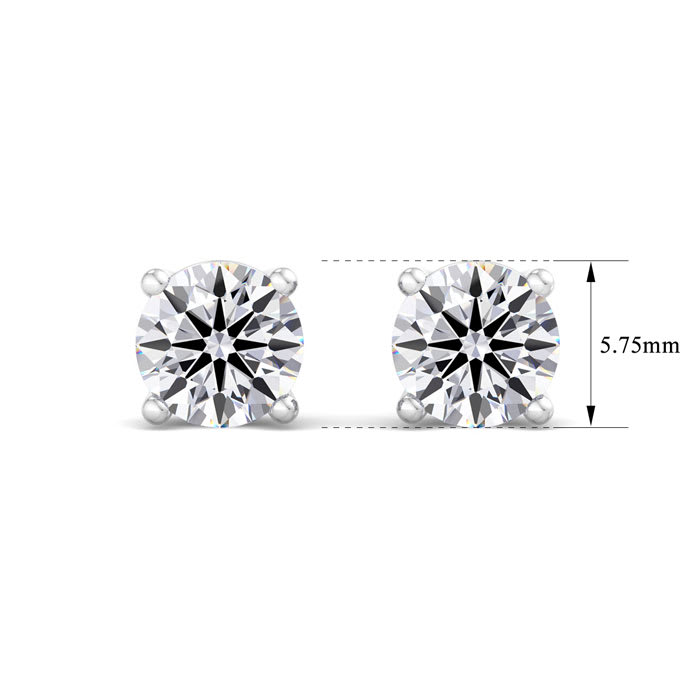 1 1/2 Carat Lab Grown Diamond Earrings In 14 Karat White Gold, Basket Setting