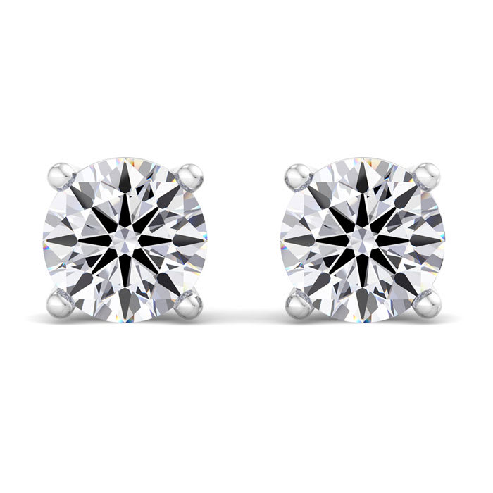 5 Carat Lab Grown Diamond Earrings In 14 Karat White Gold, Basket Setting