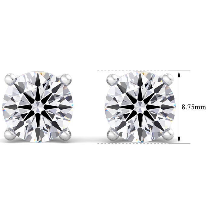 5 Carat Lab Grown Diamond Earrings In 14 Karat White Gold, Basket Setting