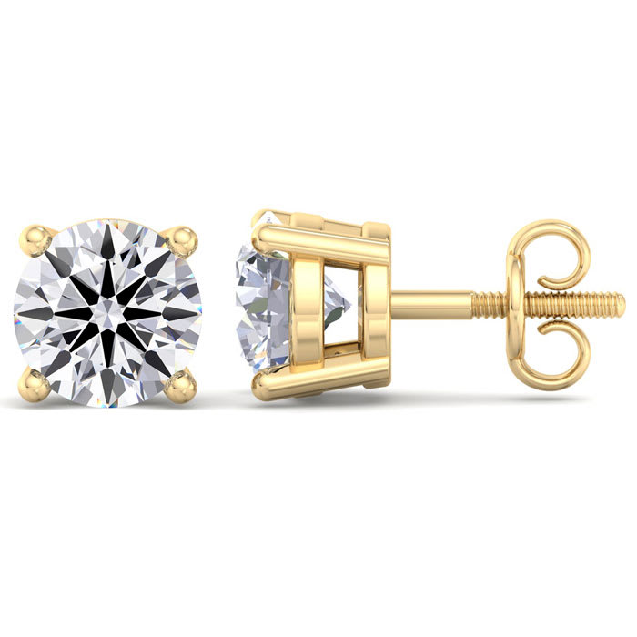 5 Carat Lab Grown Diamond Earrings In 14 Karat Yellow Gold, Basket Setting