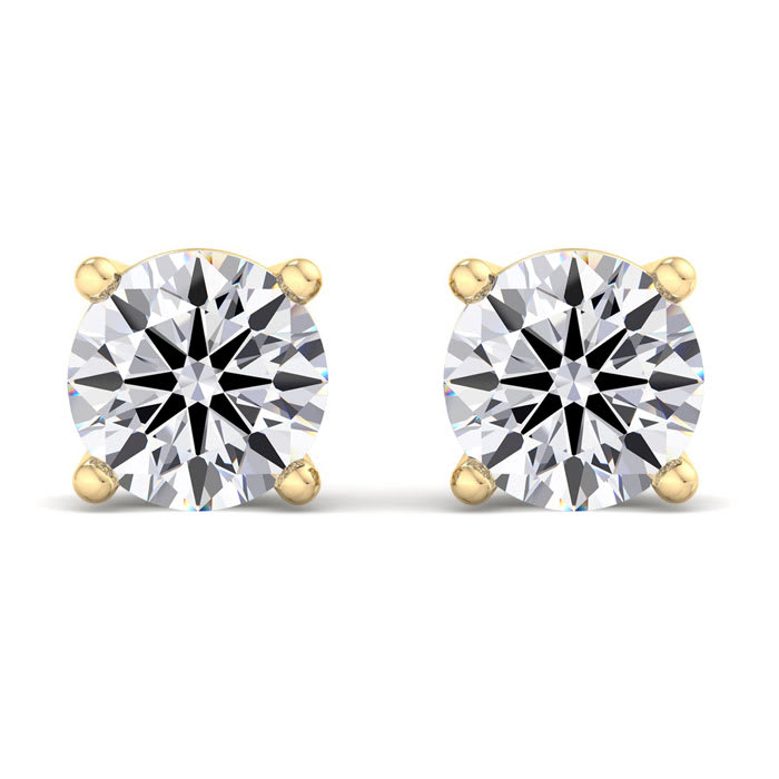 5 Carat Lab Grown Diamond Earrings In 14 Karat Yellow Gold, Basket Setting