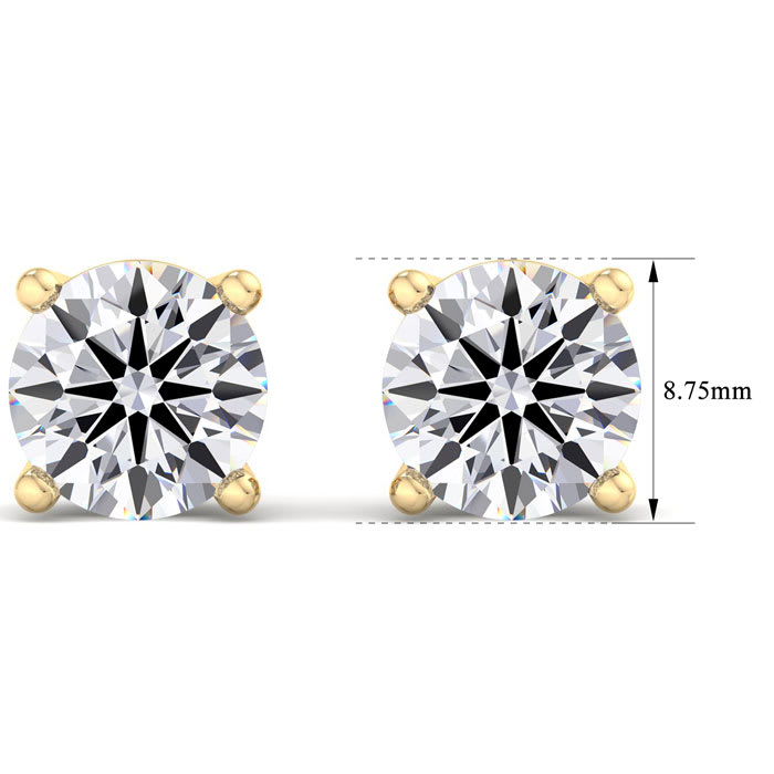 5 Carat Lab Grown Diamond Earrings In 14 Karat Yellow Gold, Basket Setting