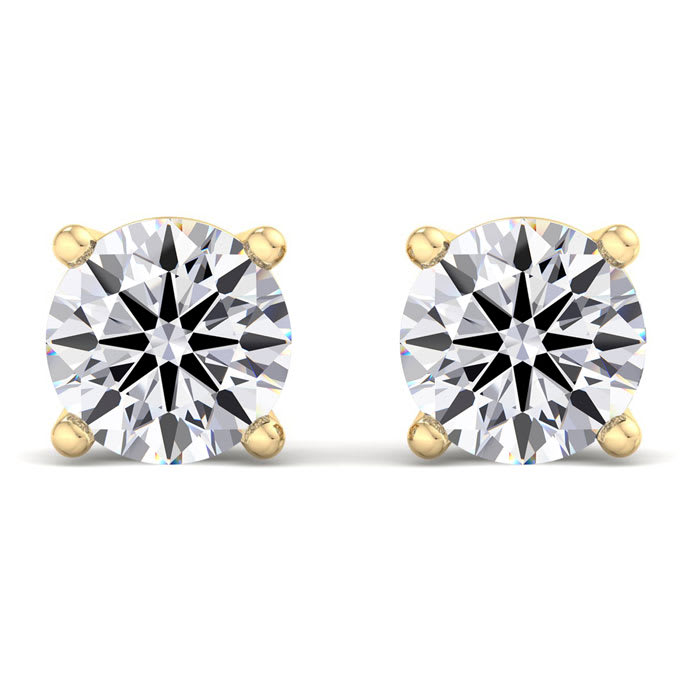 6 Carat Lab Grown Diamond Earrings In 14 Karat Yellow Gold, Basket Setting