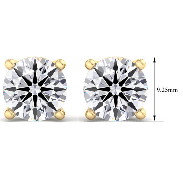 6 Carat Lab Grown Diamond Earrings In 14 Karat Yellow Gold, Basket Setting