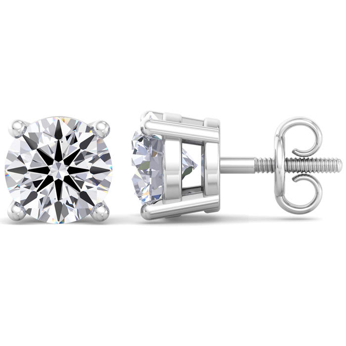 8 Carat Lab Grown Diamond Earrings In 14 Karat White Gold, Basket Setting