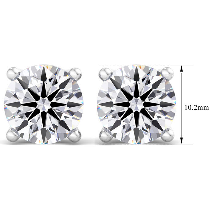 8 Carat Lab Grown Diamond Earrings In 14 Karat White Gold, Basket Setting