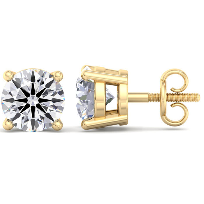 8 Carat Lab Grown Diamond Earrings In 14 Karat Yellow Gold, Basket Setting