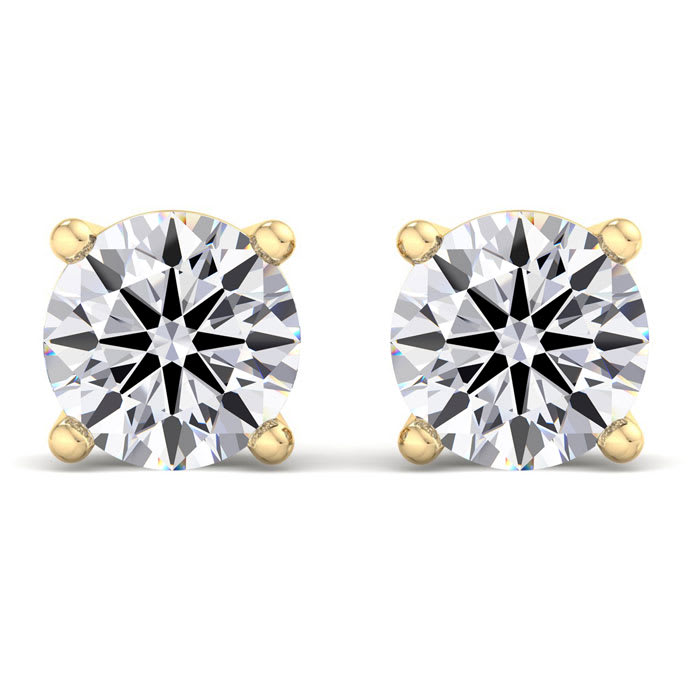 8 Carat Lab Grown Diamond Earrings In 14 Karat Yellow Gold, Basket Setting