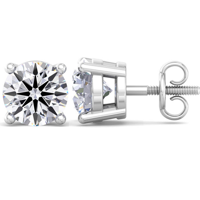10 Carat Lab Grown Diamond Earrings In 14 Karat White Gold, Basket Setting