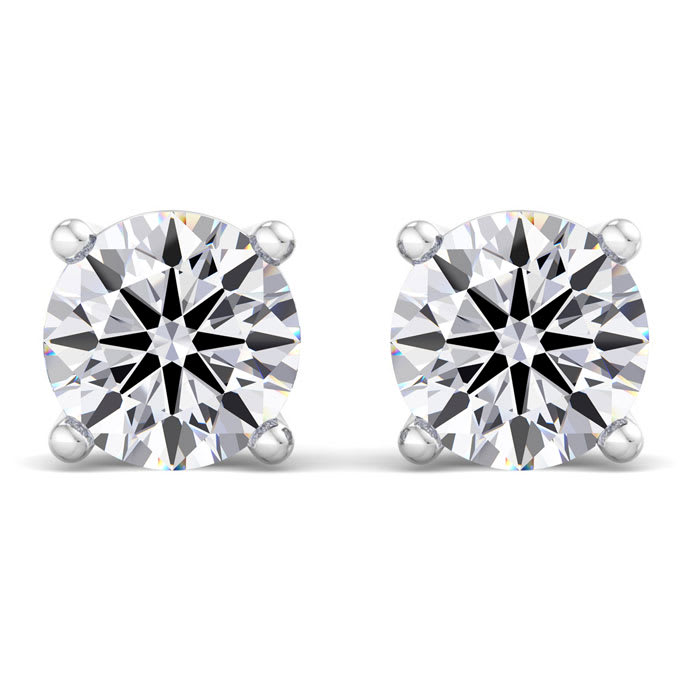 10 Carat Lab Grown Diamond Earrings In 14 Karat White Gold, Basket Setting