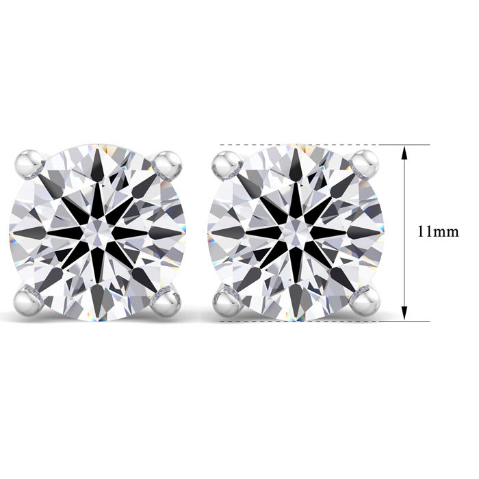 10 Carat Lab Grown Diamond Earrings In 14 Karat White Gold, Basket Setting